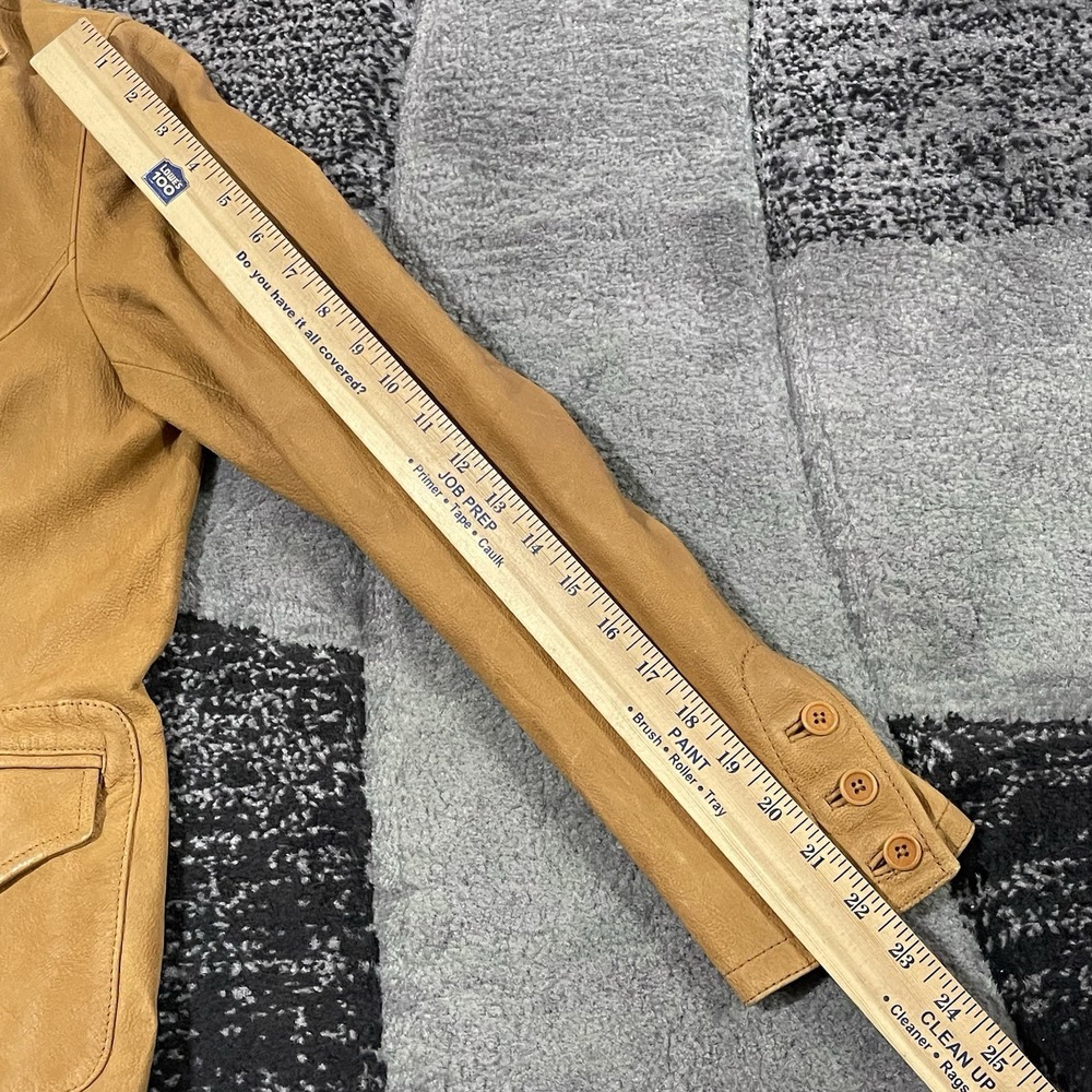 The Territory Ahead LEATHER Jacket Women Small Brown Button Up Coat Western BOHO - Picture 9 of 15